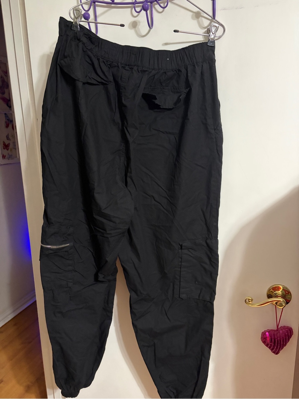 🧡 1X Rue Black Cargo Jogger Pants with Zipper Details - Picture 12 of 13
